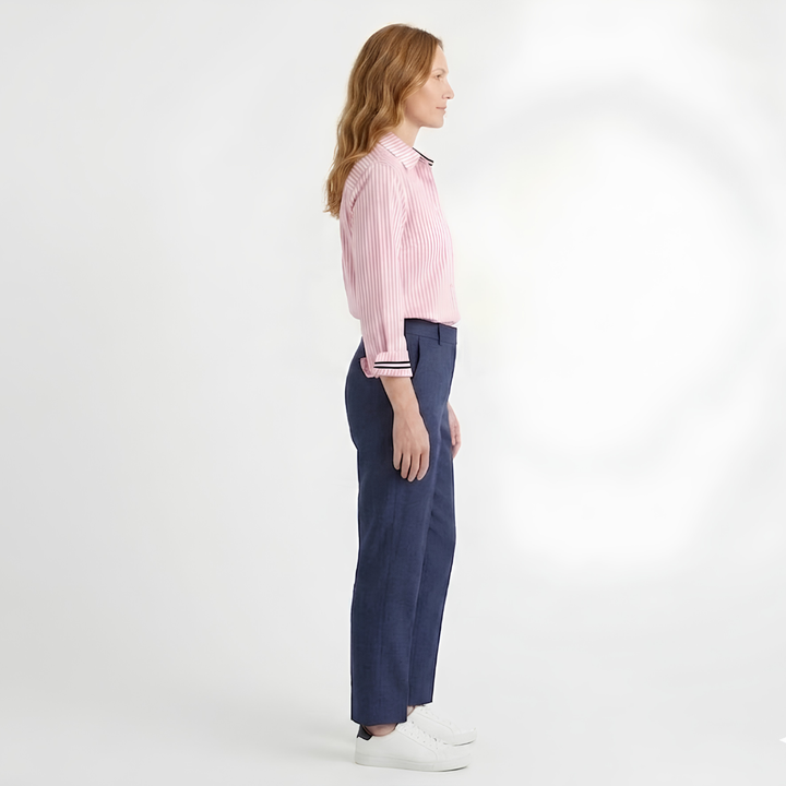 Shirt Striped Button Closure Relaxed Fit Classic Everyday Style