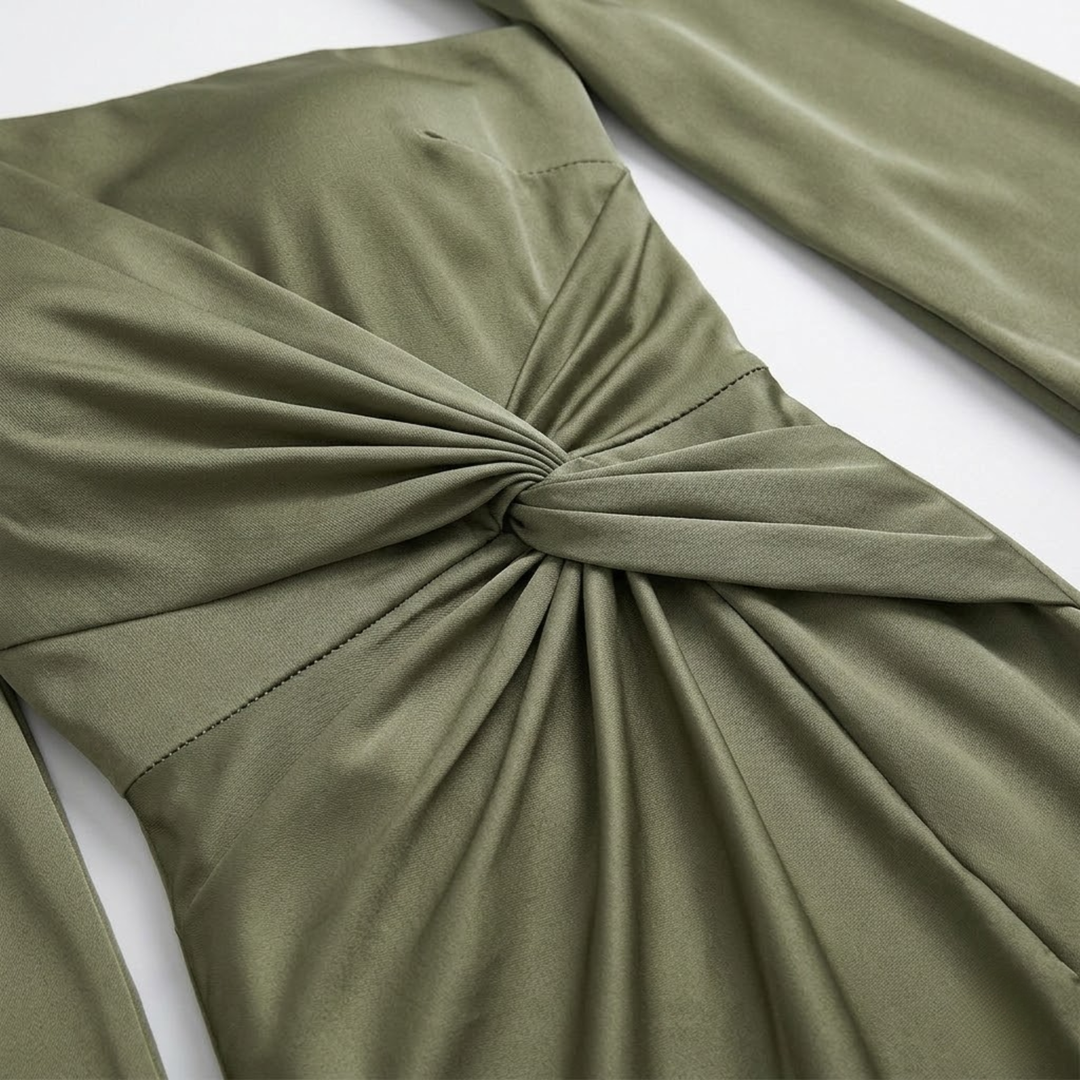 Satin Evening Dress Off Shoulder Draped Bow Side Slit Elegant Style
