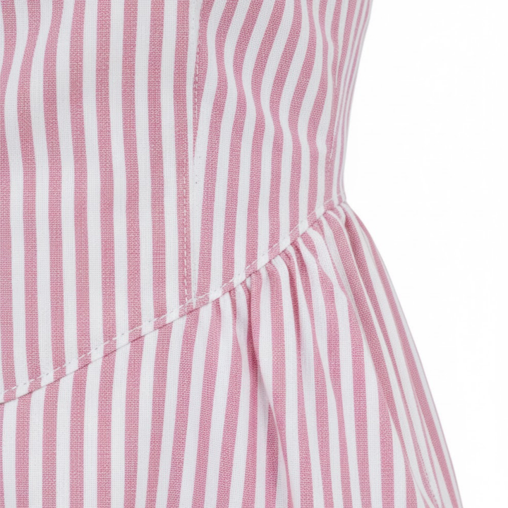 Maxi Dress Striped Sleeveless High Collar Elegant Summer Style