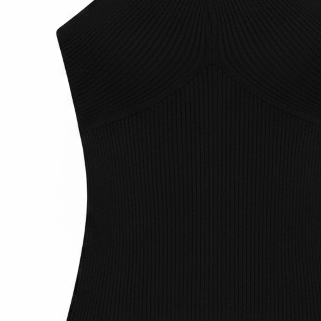 Cropped Knit Top Cross Halter Neck Open Back Summer Style