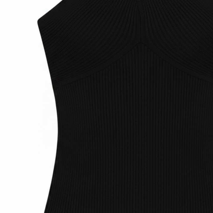Cropped Knit Top Cross Halter Neck Open Back Summer Style