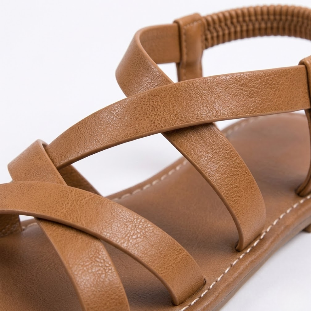 Flat Sandals Cross Strap Ankle Buckle Casual Summer Style