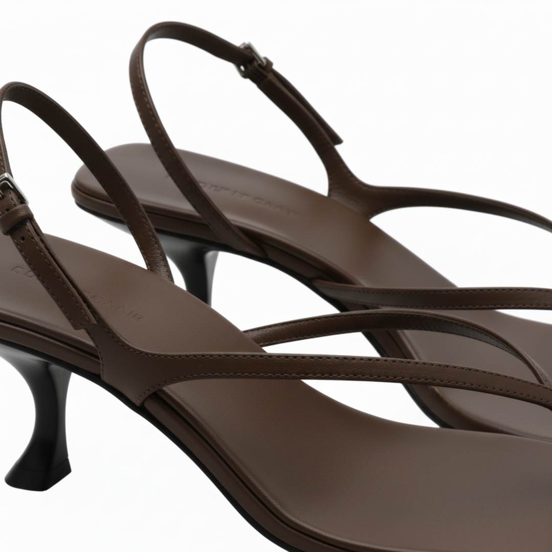 Square Toe Low Heel Sandals Back Strap Elegant Style