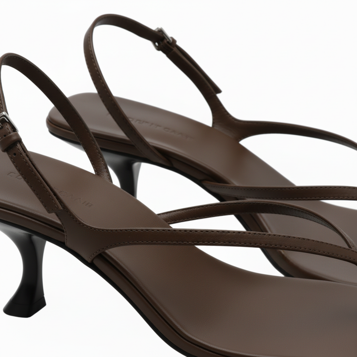 Square Toe Low Heel Sandals Back Strap Elegant Style