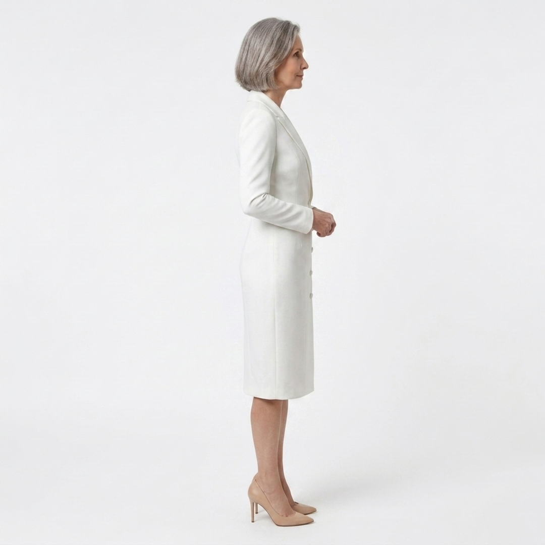 Blazer Midi Dress Long Sleeve Button Detail Office Elegant Style