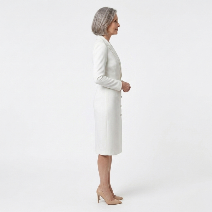 Blazer Midi Dress Long Sleeve Button Detail Office Elegant Style