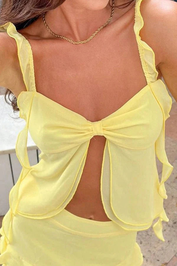 Two Piece Ruffle Cami Top and Mini Skirt Set – Flirty Summer Style