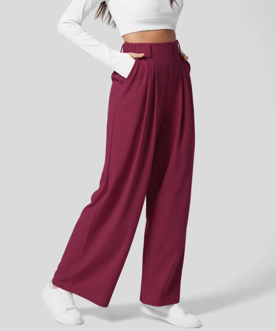 Trousers High Waist Elastic Waist Casual Everyday Comfort Style