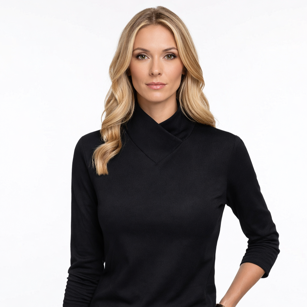 Top Roll Neck Fitted Stretch Slim Fit Elegant Style
