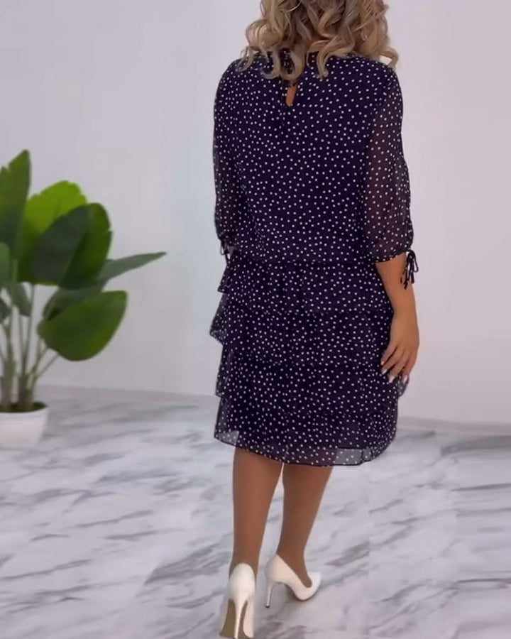 Tiered Midi Dress Polka Dot Flowing Silhouette Elegant Style