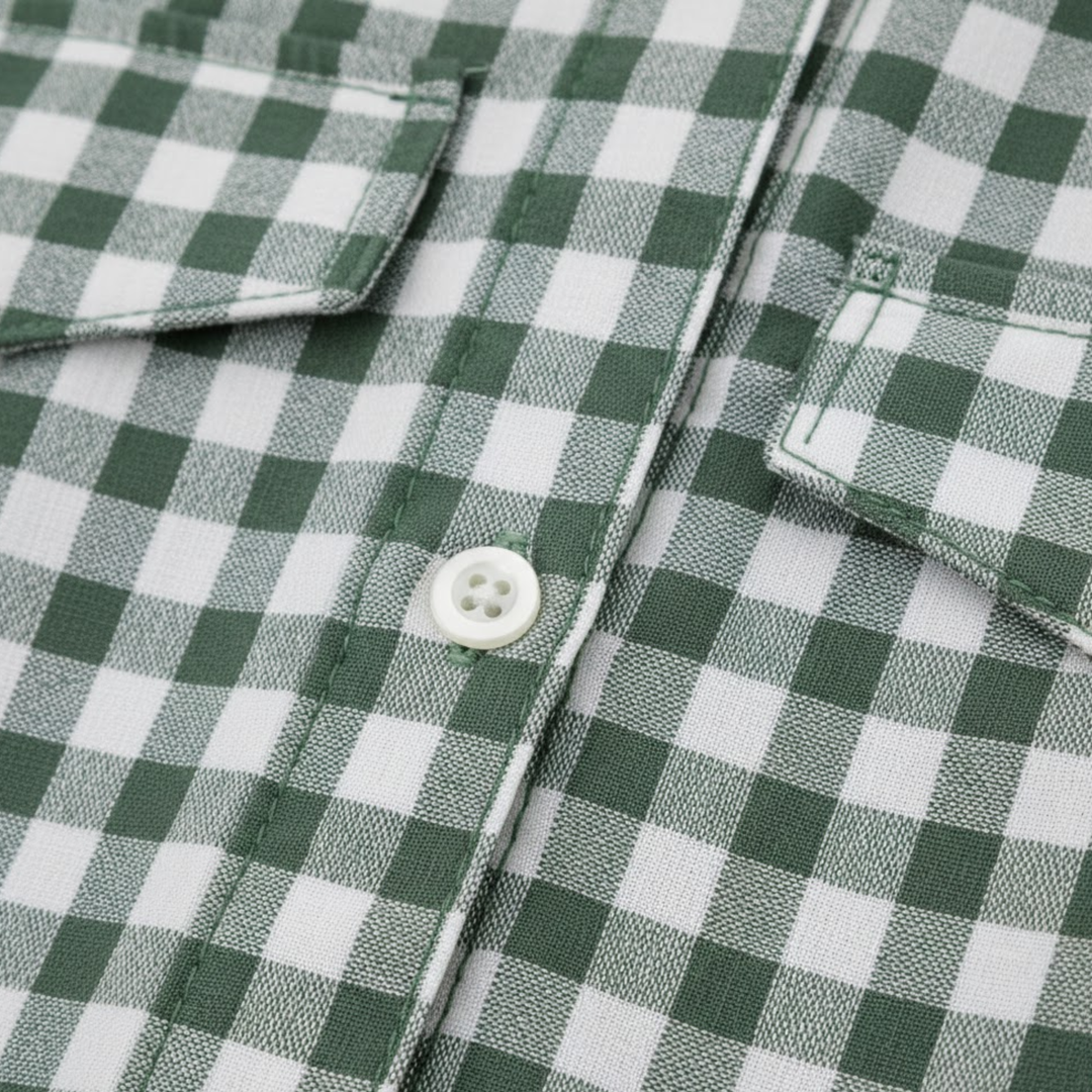 Shirt Dress Check Pattern Classic Collar Short Sleeve Casual Style