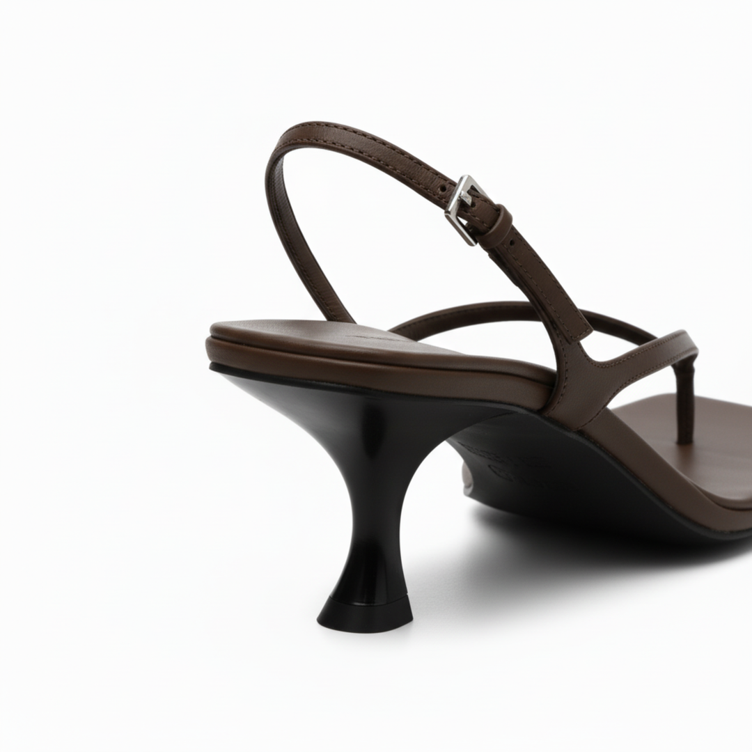 Square Toe Low Heel Sandals Back Strap Elegant Style