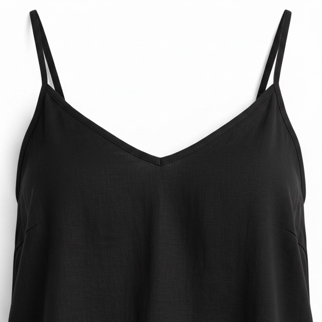Tank Top Spaghetti Strap Loose Fit Straight Neck Casual Style