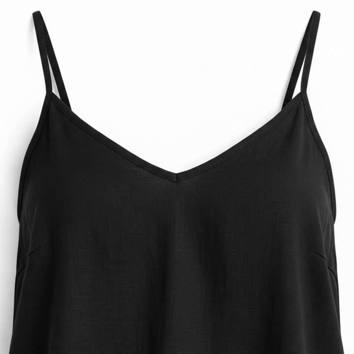 Tank Top Spaghetti Strap Loose Fit Straight Neck Casual Style