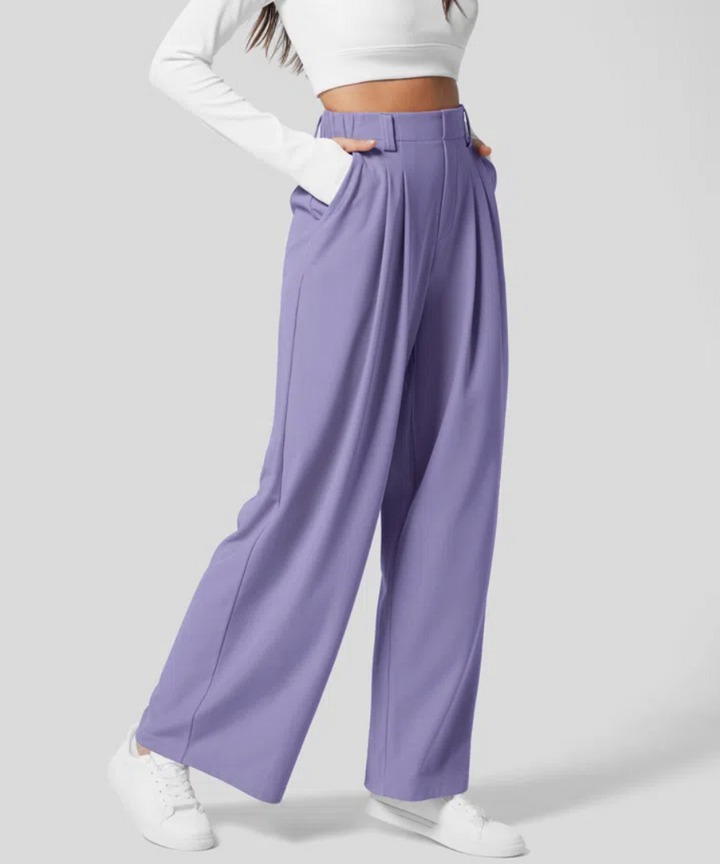 Trousers High Waist Elastic Waist Casual Everyday Comfort Style