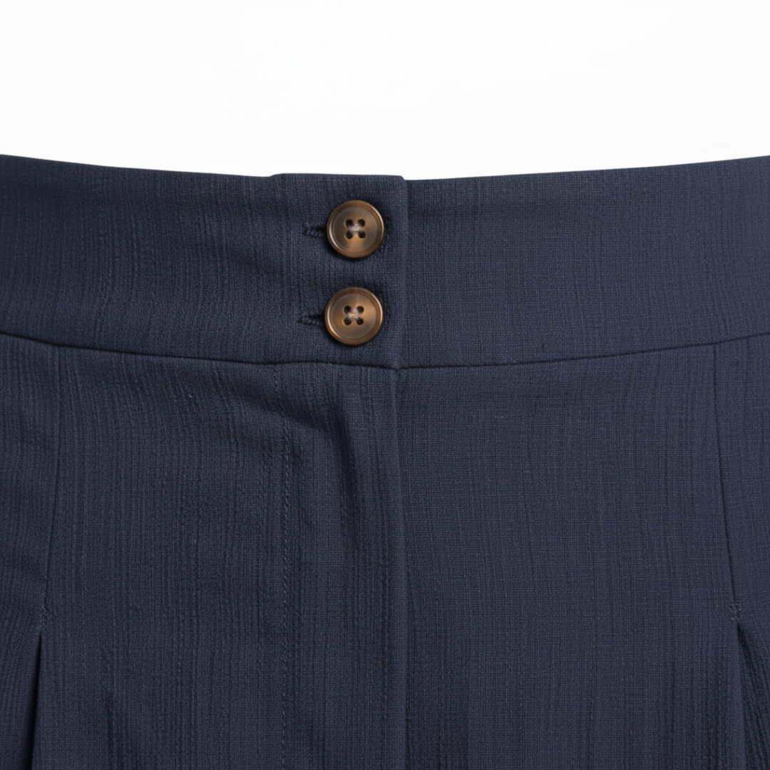 Bermuda Shorts High Waist Structured Wide Leg Pleated Elegant Style