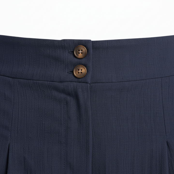 Bermuda Shorts High Waist Structured Wide Leg Pleated Elegant Style