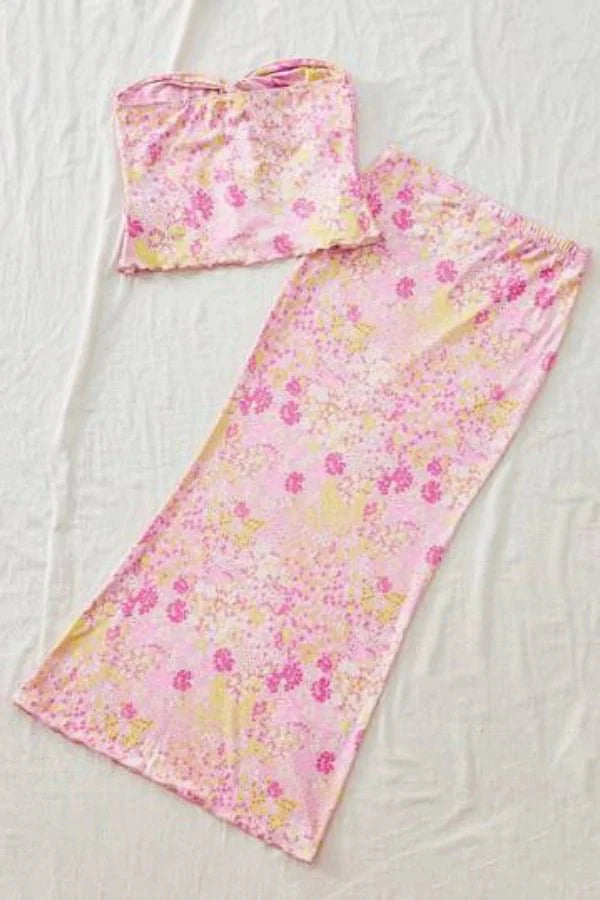 Strapless Floral Maxi Dress Elegant Fitted Summer Occasion Style