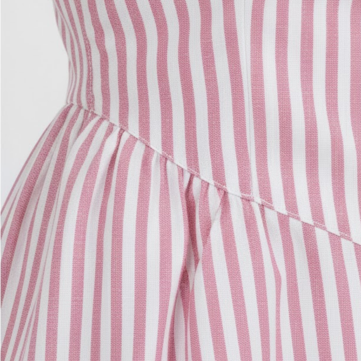 Maxi Dress Striped Sleeveless High Collar Elegant Summer Style