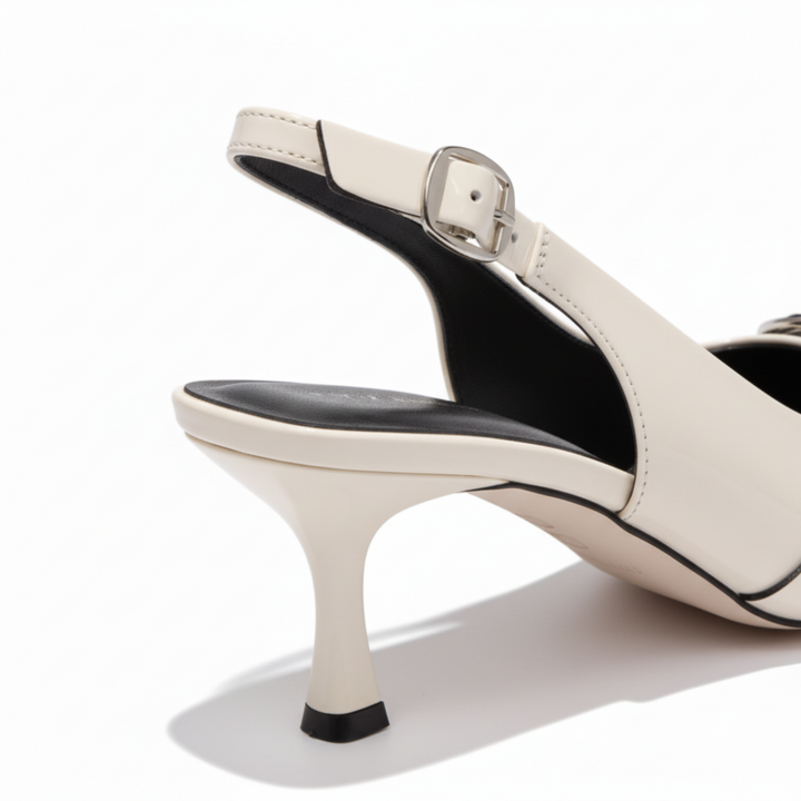 Pointed Toe Slingback Heels Metallic Detail Elegant Style