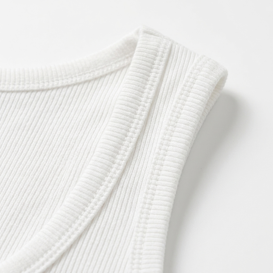 Crop Top Ribbed Knit Square Neck Beach Holiday Style