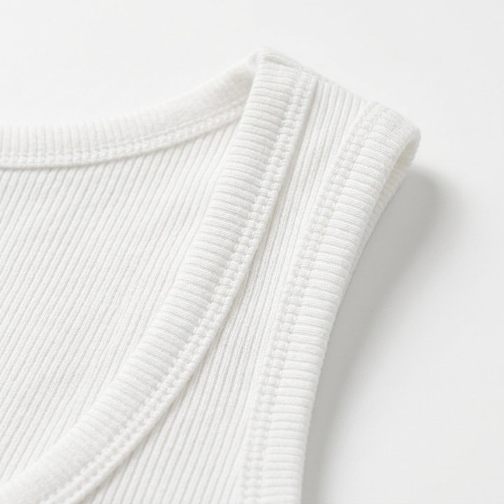 Crop Top Ribbed Knit Square Neck Beach Holiday Style