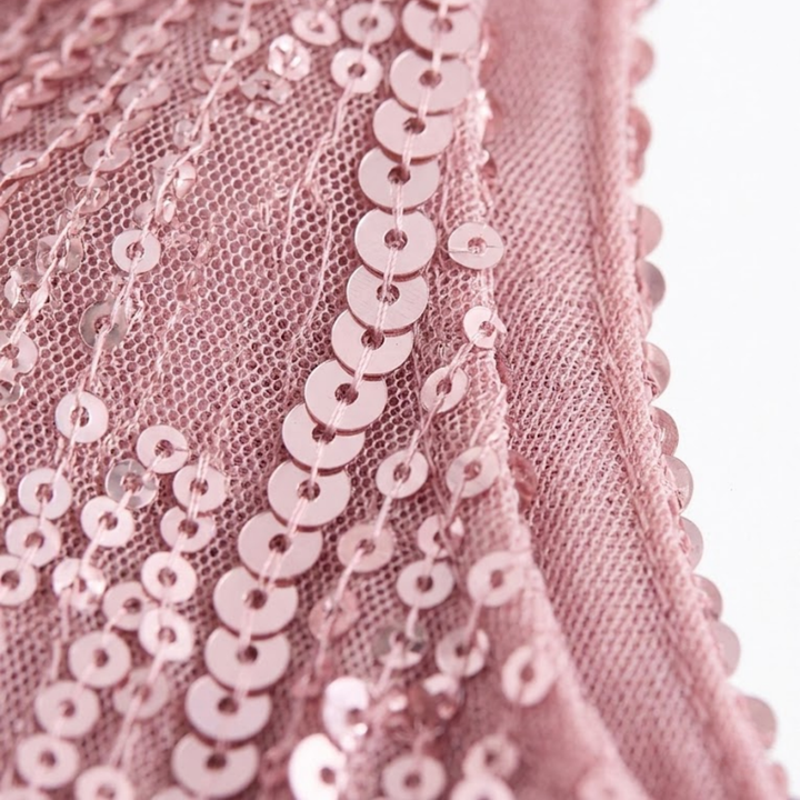 Top V Neck Sleeveless Sequin Detail Evening Party Style