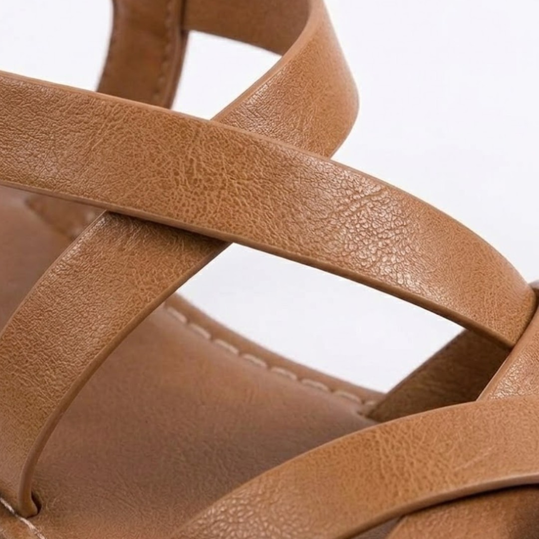 Flat Sandals Cross Strap Ankle Buckle Casual Summer Style