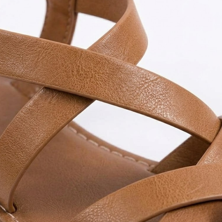 Flat Sandals Cross Strap Ankle Buckle Casual Summer Style