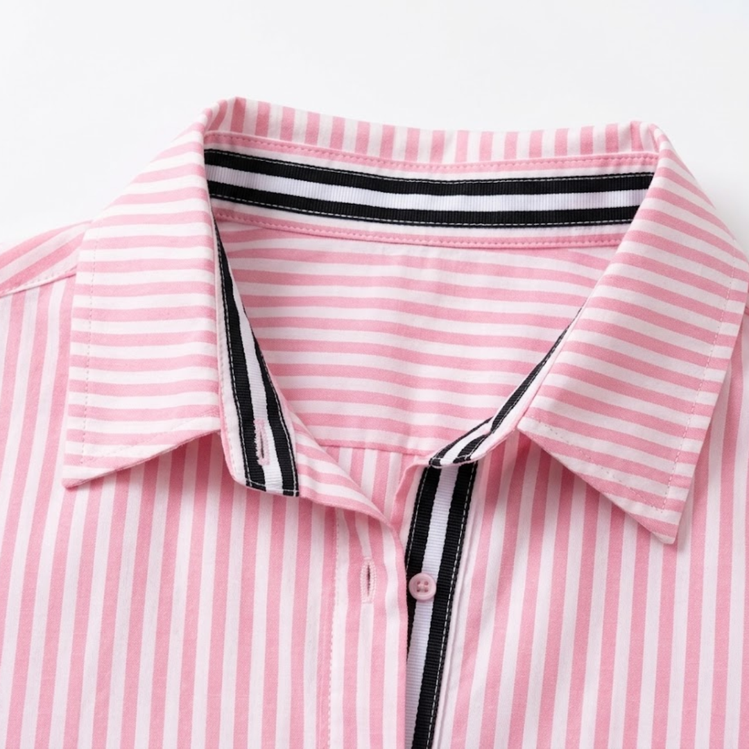Shirt Striped Button Closure Relaxed Fit Classic Everyday Style