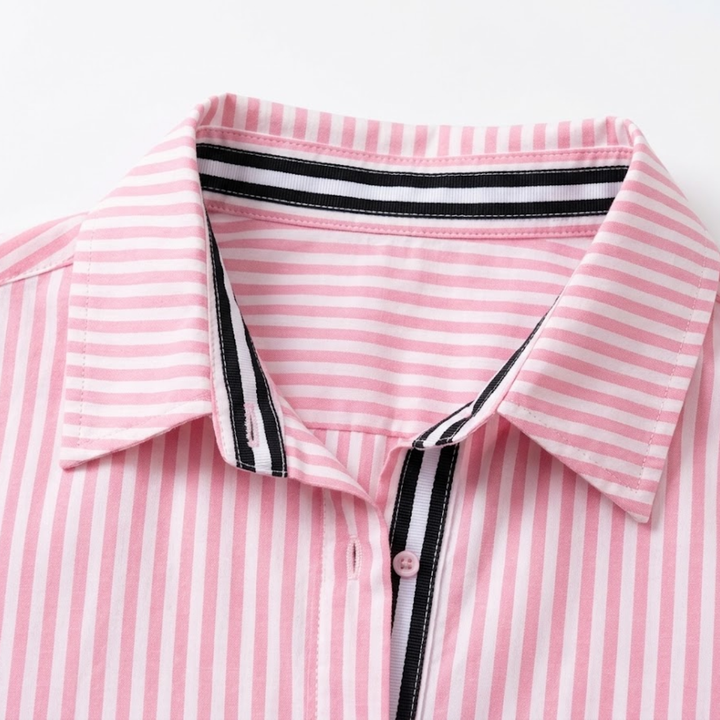 Shirt Striped Button Closure Relaxed Fit Classic Everyday Style