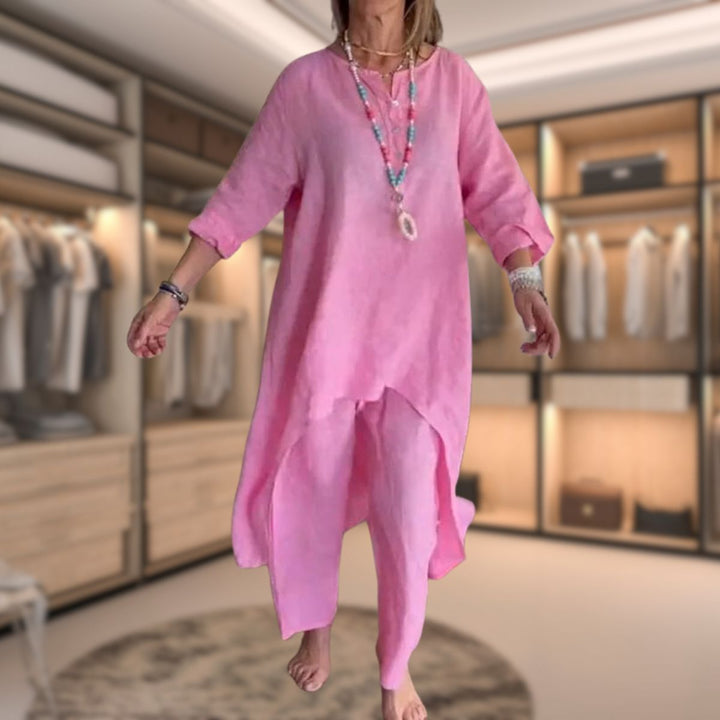Two Piece Set Long Tunic Top Relaxed Trousers Comfortable Style