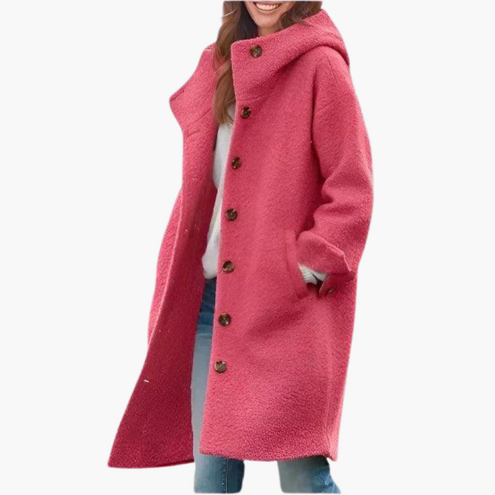 Womens Longline Coat with Notch Lapel and Relaxed Fit