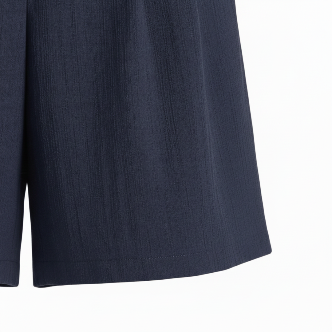 Bermuda Shorts High Waist Structured Wide Leg Pleated Elegant Style