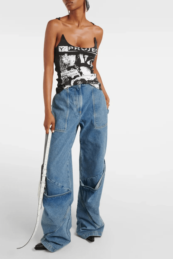 Tank Top Asymmetric Floating Strap Ribbed Sculpted Fit Casual Style