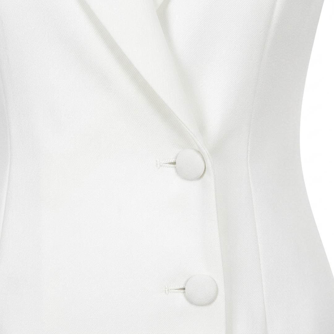 Blazer Midi Dress Long Sleeve Button Detail Office Elegant Style