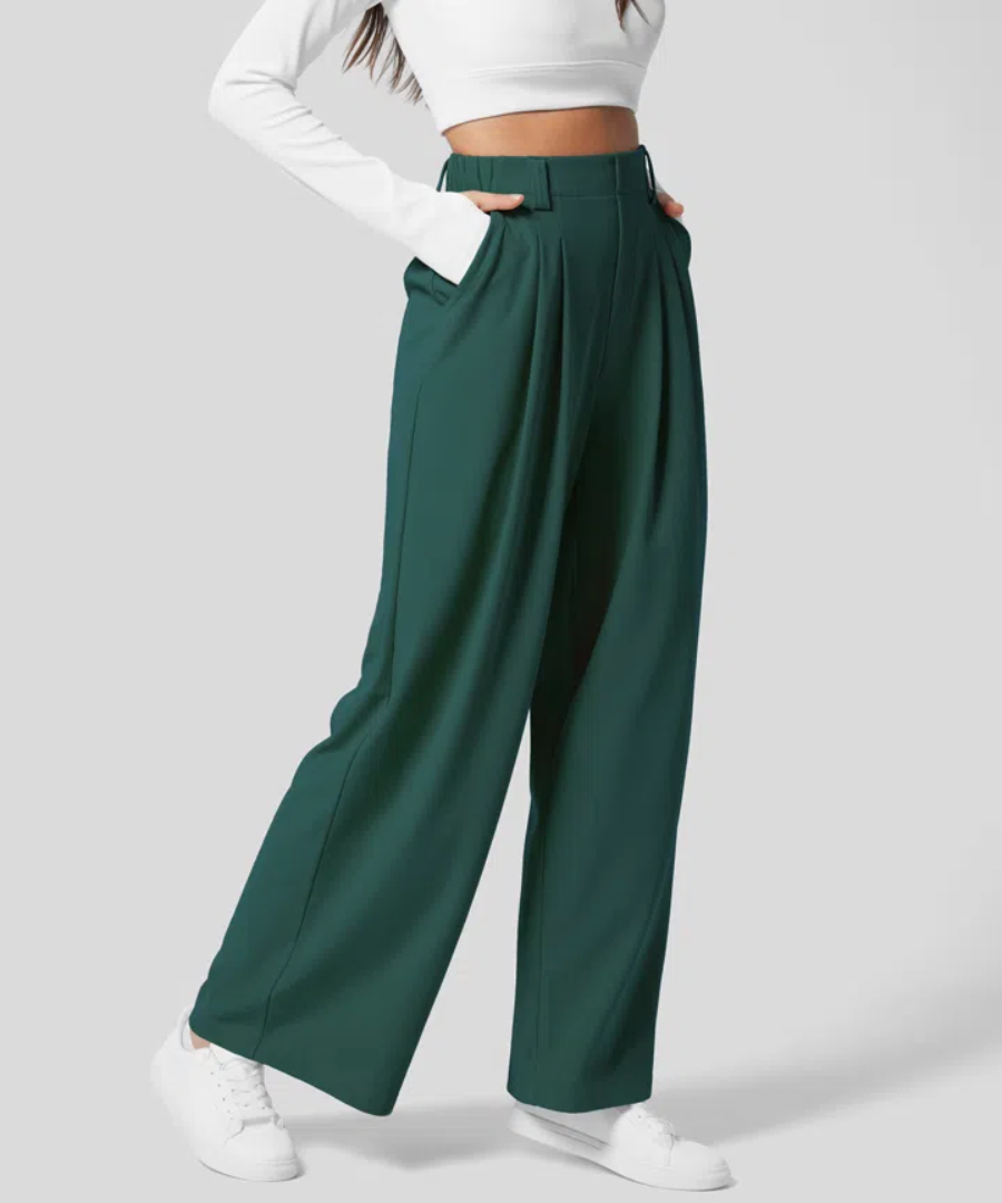 Trousers High Waist Elastic Waist Casual Everyday Comfort Style