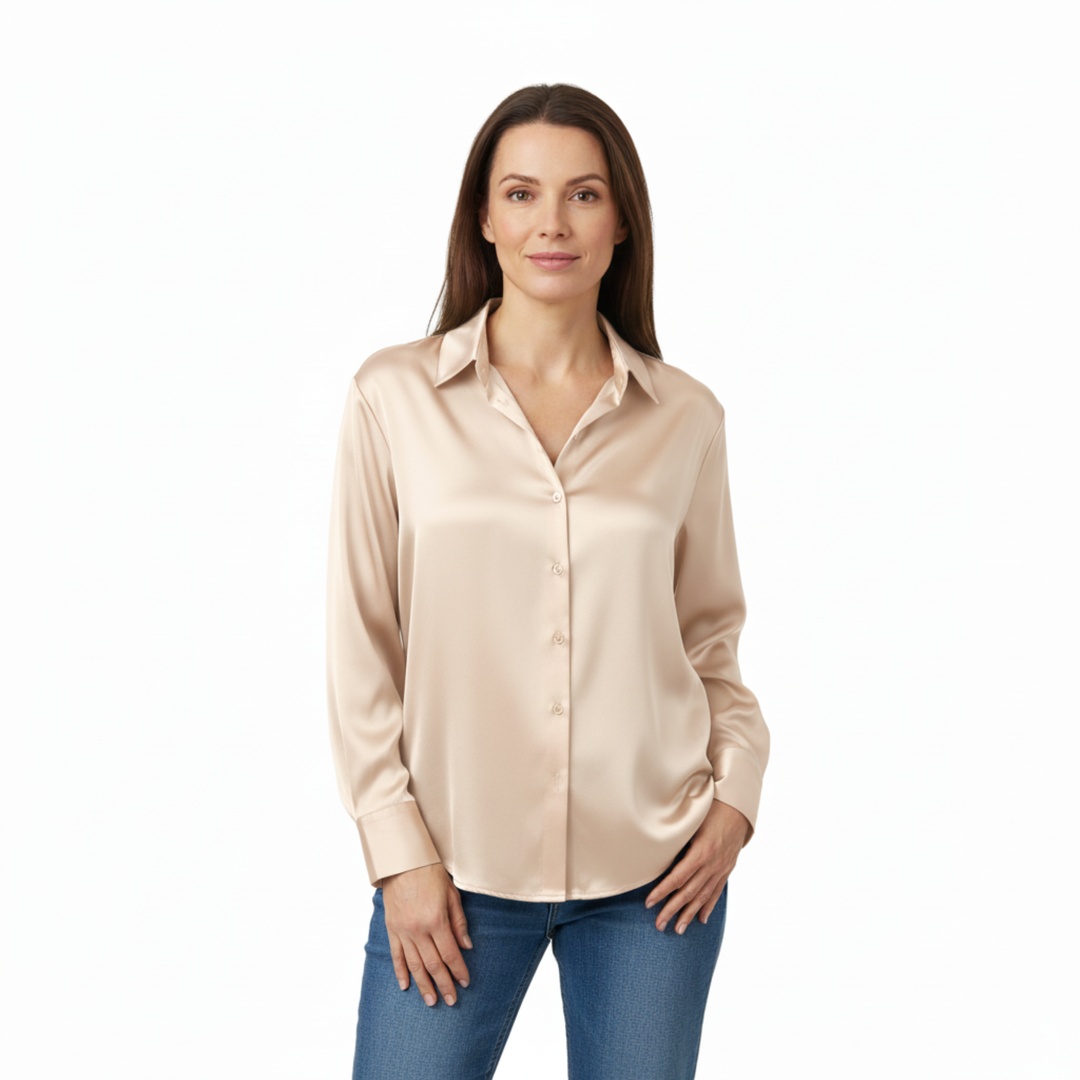 Blouse Long Sleeve Relaxed Fit Elegant Everyday Style