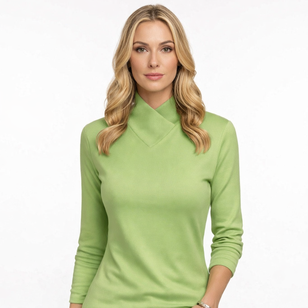 Top Roll Neck Fitted Stretch Slim Fit Elegant Style