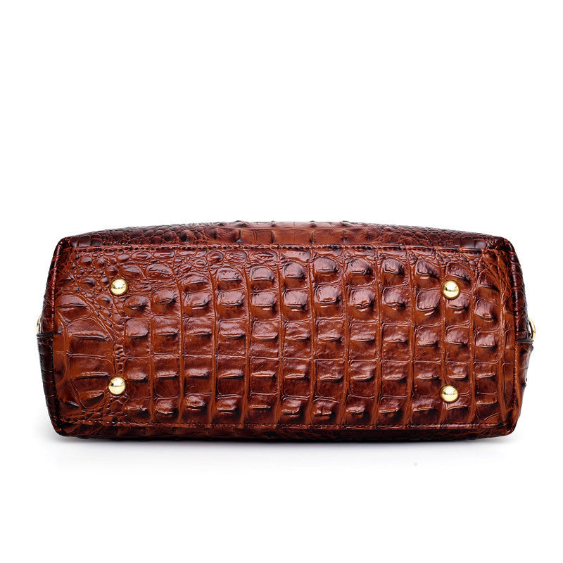 Croc Embossed Top Handle Handbag with Shoulder Strap for Women