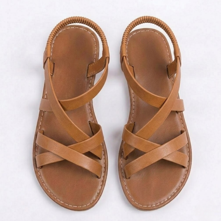 Flat Sandals Cross Strap Ankle Buckle Casual Summer Style