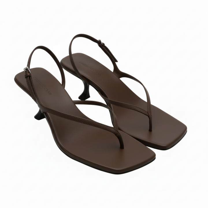 Square Toe Low Heel Sandals Back Strap Elegant Style