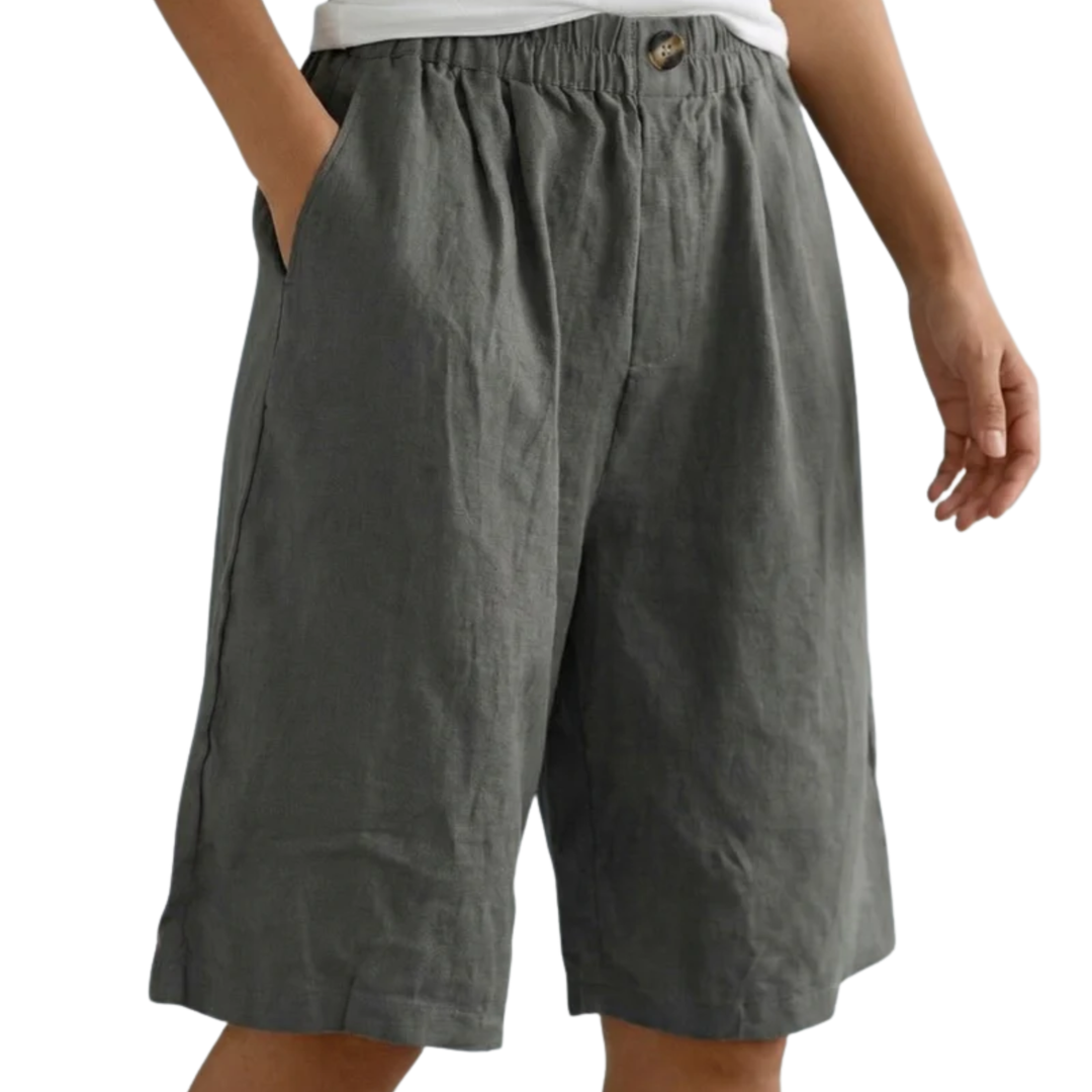 Bermuda Shorts High Waist Elastic Relaxed Fit Casual Style