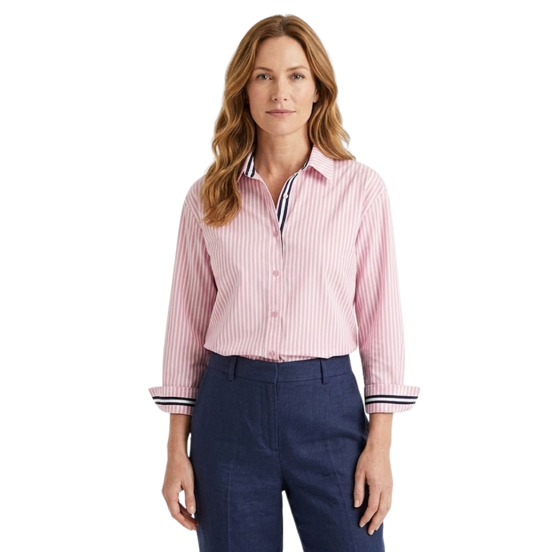 Shirt Striped Button Closure Relaxed Fit Classic Everyday Style