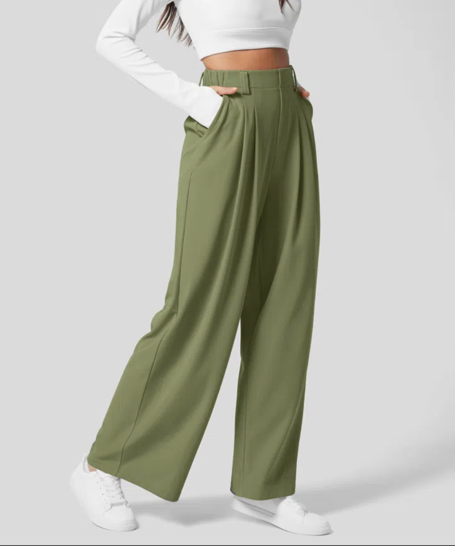 Trousers High Waist Elastic Waist Casual Everyday Comfort Style