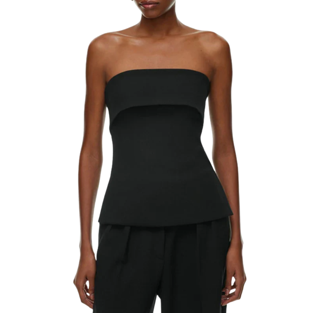 Strapless Cropped Top Linen Beach Summer Relaxed Fit