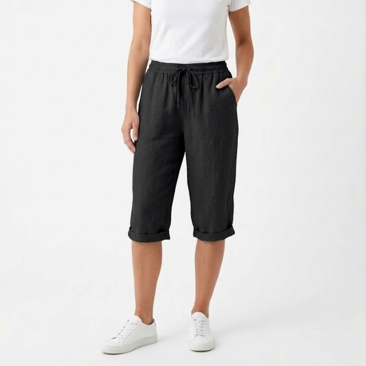 Women Short Elastic Waist Pockets Casual Summer Style