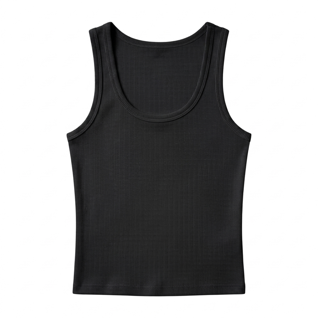 Crop Top Ribbed Knit Square Neck Beach Holiday Style