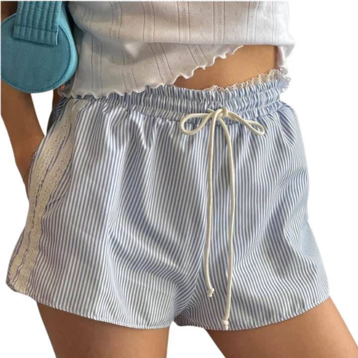 Shorts High Waist Striped Beach Casual Summer Style