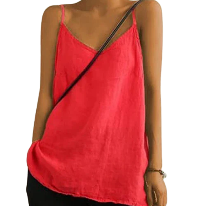 Tank Top Spaghetti Strap Loose Fit Straight Neck Casual Style